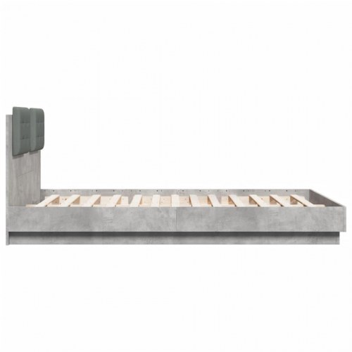 Sengeramme med sengegavl 140x200 cm konstrueret træ betongrå