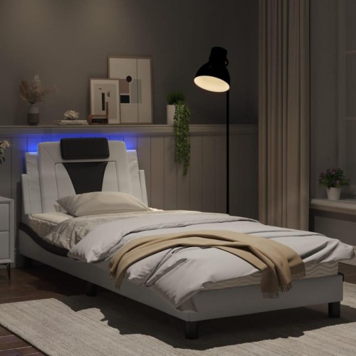 Sengeramme Viana med LED uden madras 90 x 200 cm - hvid/sort