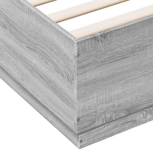 Sengeramme med LED-lys 200 x 200 cm - grå sonoma-eg