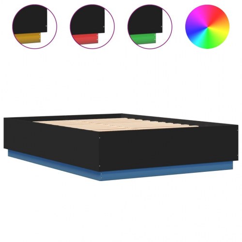 Sengeramme med LED 150 x 200 cm - sort