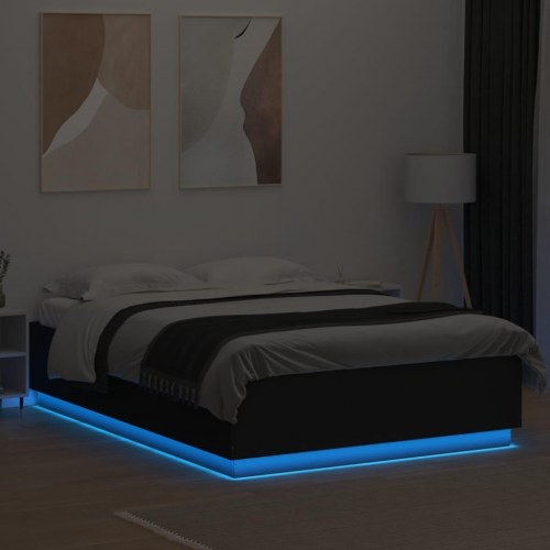 Sengeramme med LED 150 x 200 cm - sort