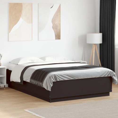 Sengeramme med LED 150 x 200 cm - sort