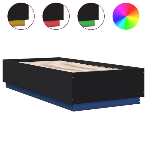 Sengeramme med LED-lys 100 x 200 cm - sort