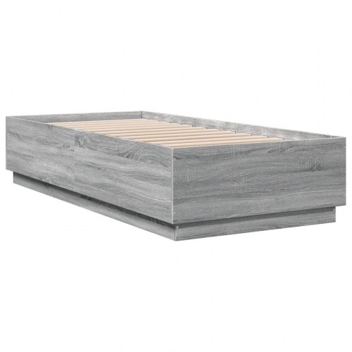 Sengeramme med LED-lys 100 x 200 cm - grå sonoma-eg