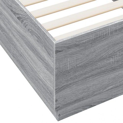 Sengeramme med LED-lys 100 x 200 cm - grå sonoma-eg