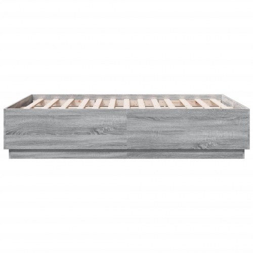 Sengeramme med LED-lys 120 x 190 cm - grå sonoma-eg
