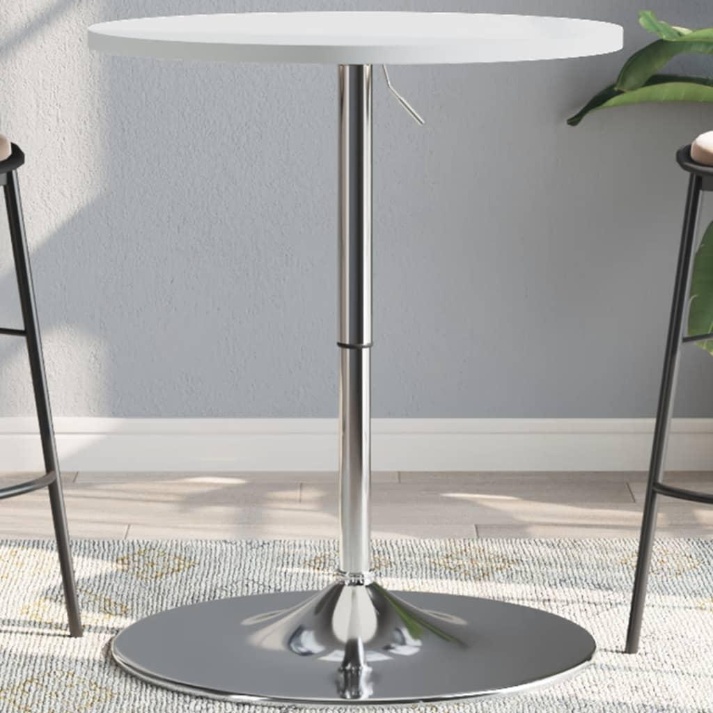 Barbord 60x60x90 Konstrueret Træ Forkromet Stål Hvid