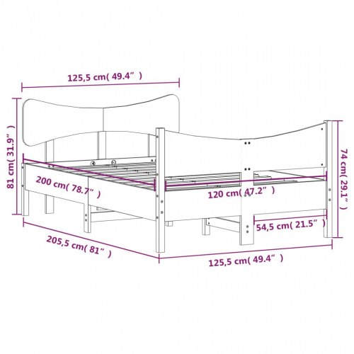 Sengeramme i massivt fyrretræ 120×200 cm - uden madras