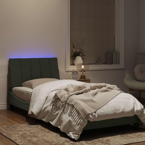 Sengeramme med LED Hanko uden madras 80 x 200 cm - lysegrå