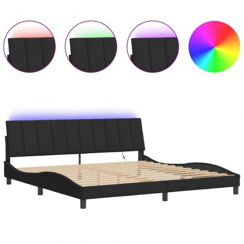 Sengeramme med LED uden madras Hanko 200 x 200 cm - sort velour