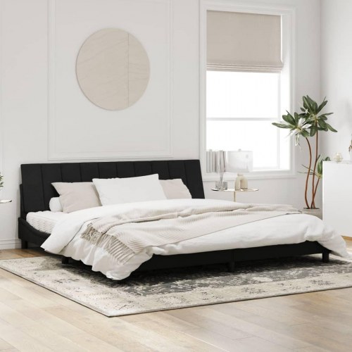 Sengeramme med LED uden madras Hanko 200 x 200 cm - sort velour