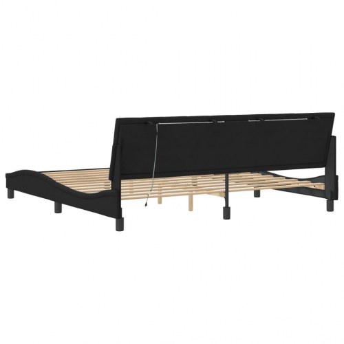 Sengeramme med LED uden madras Hanko 200 x 200 cm - sort velour
