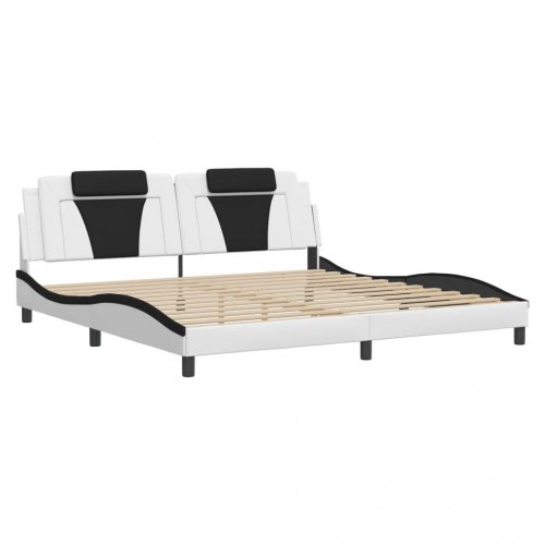 Sengeramme uden madras Viana 200x200 cm kunstlæder hvid og sort
