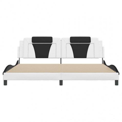 Sengeramme uden madras Viana 200x200 cm kunstlæder hvid og sort