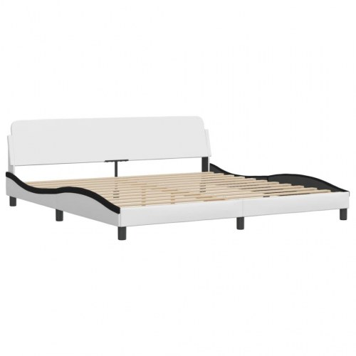 Sengeramme uden madras Viana 200x200 cm kunstlæder hvid og sort