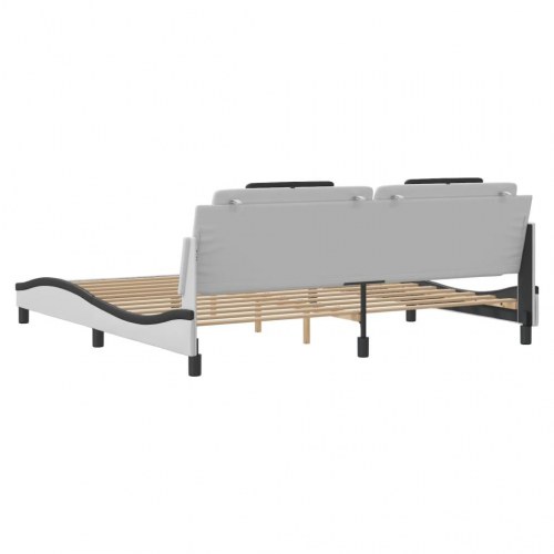 Sengeramme uden madras Viana 200x200 cm kunstlæder hvid og sort