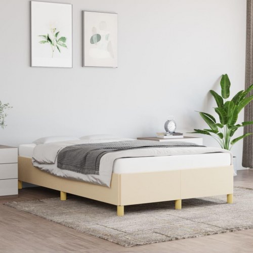 Sengeramme i stof 120 x 190 cm uden madras - cremefarvet