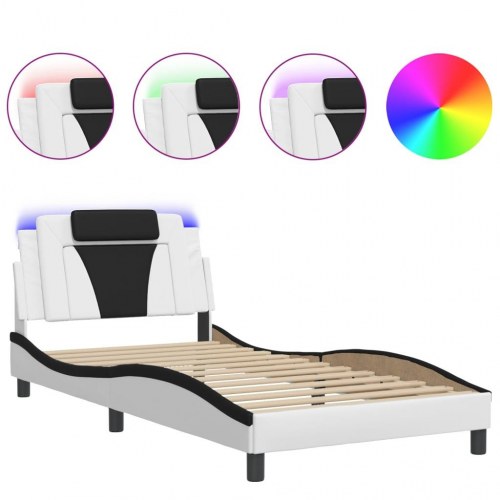 Sengeramme Viana med LED 100 x 200 cm - hvid og sort