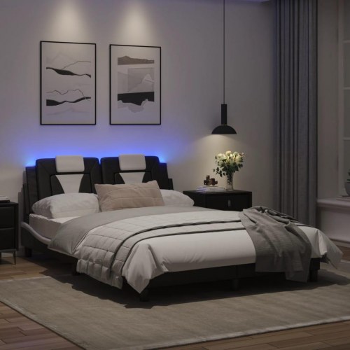 Sengeramme Viana med LED uden madras 120 x 200 cm - sort og hvid