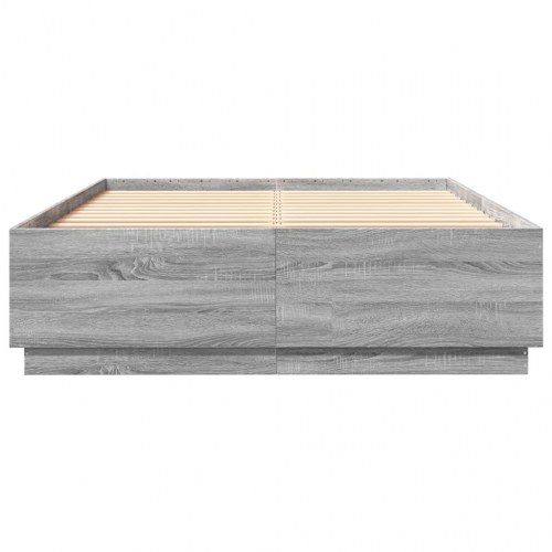 Sengeramme med LED-lys 120 x 200 cm - grå sonoma-eg