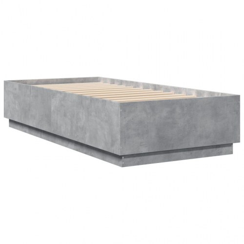 Sengeramme med LED-lys 90 x 200 cm - betongrå