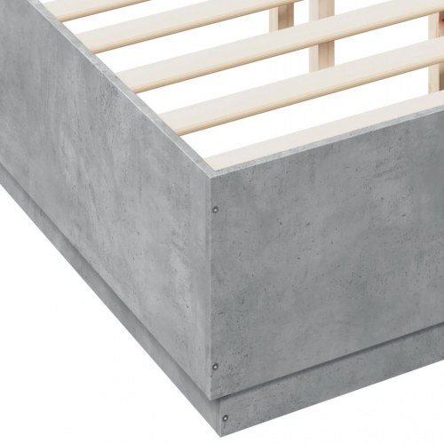 Sengeramme med LED-lys 120x190 cm konstrueret træ betongrå