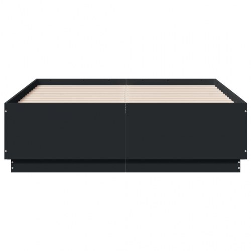 Sengeramme med LED-lys 120×190 cm - sort, konstrueret træ