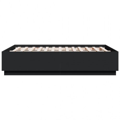Sengeramme med LED-lys 120×190 cm - sort, konstrueret træ