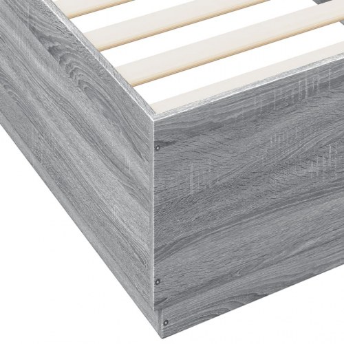 Sengeramme med LED-lys 90 x 200 cm - grå sonoma-eg
