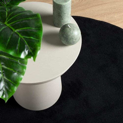 Gulvtæppe OVIEDO Ø 200 cm kort luv sort