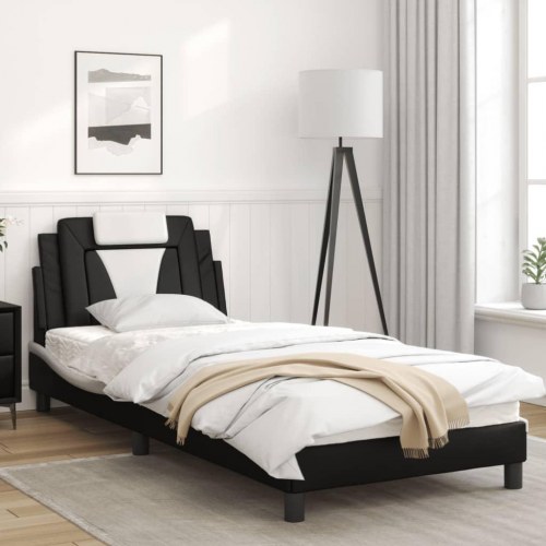 Sengeramme Viana med LED uden madras 90 x 190 cm - sort og hvid