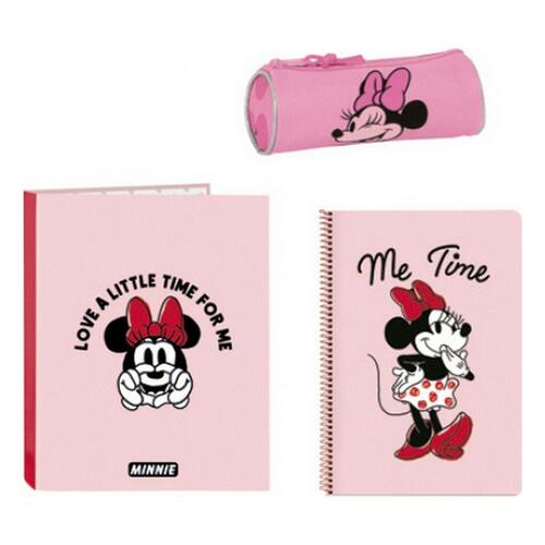 Stationært sæt Minnie Mouse Loving Pink A4 3 Dele