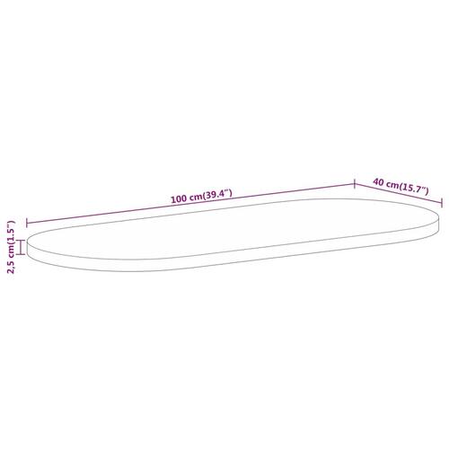 Bordplade 100x40x2,5 cm oval massivt mangotræ