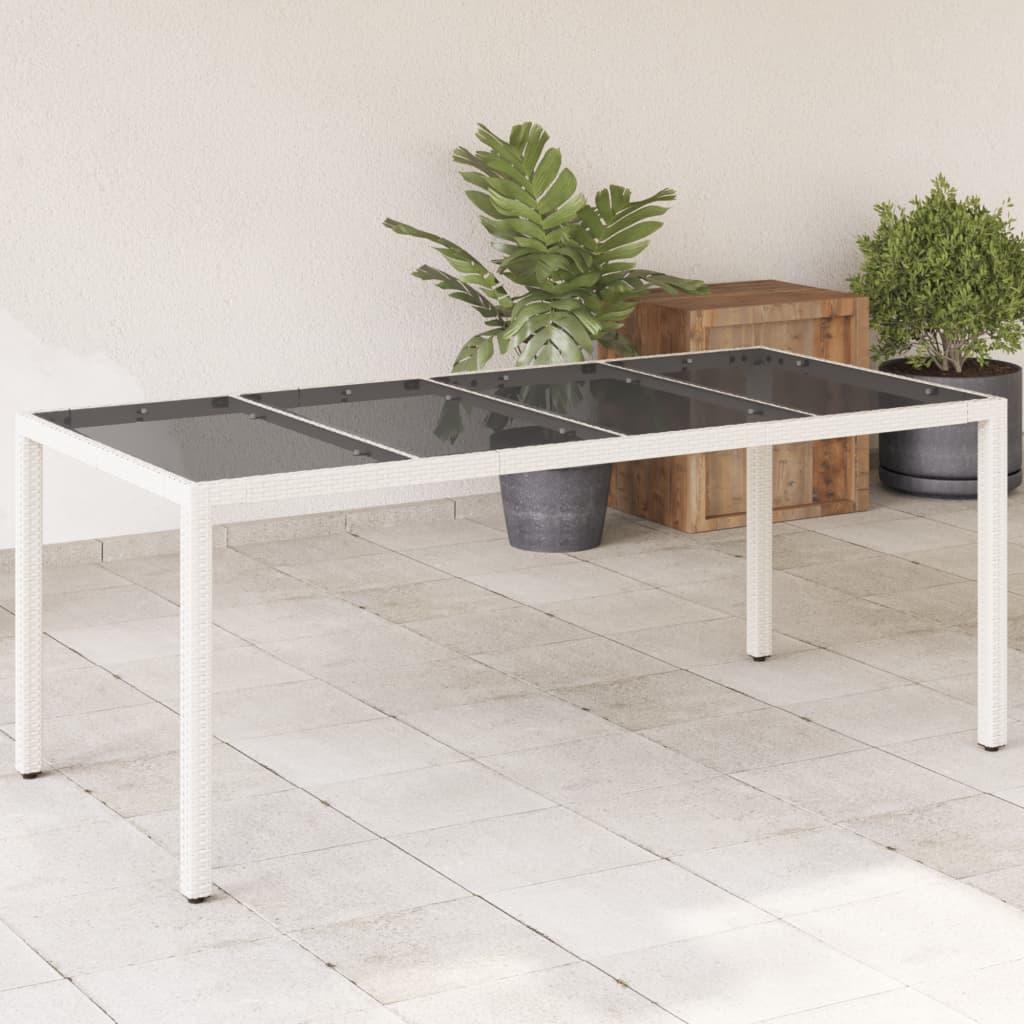 Havebord Med Glastop 190x90x75 Polyrattan Hvid
