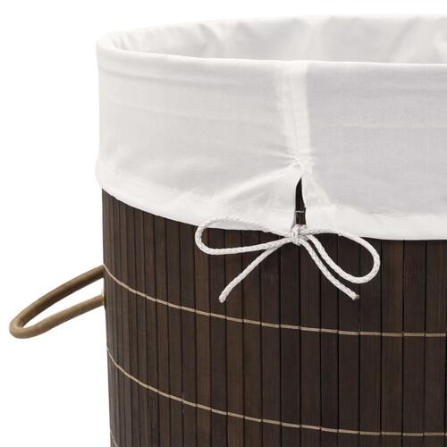 Vasketøjskurv bambus rund mørkebrun