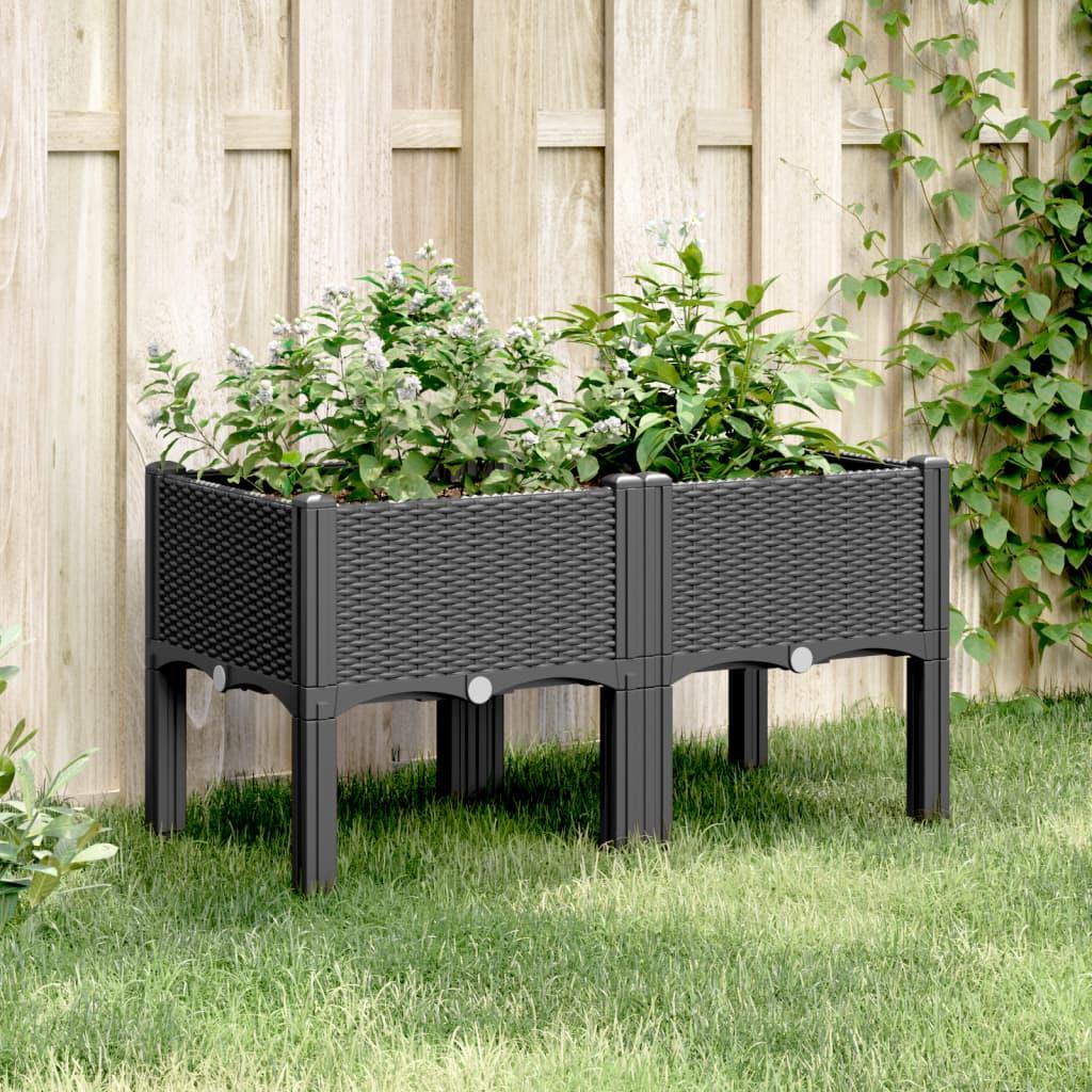 Plantekasse med ben 80x40x42 cm PP sort