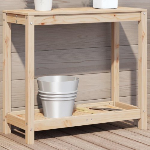 Plantebord med hylde 82,5x35x75 cm massivt fyrretræ