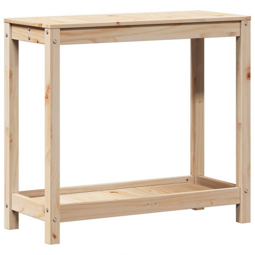 Plantebord med hylde 82,5x35x75 cm massivt fyrretræ