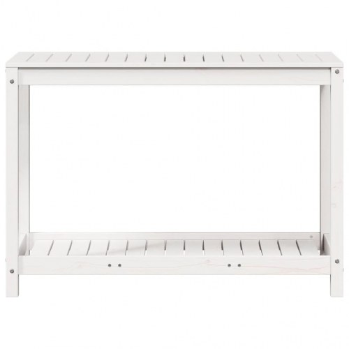 Plantebord med hylde 108x50x75 cm massivt fyrretræ hvid