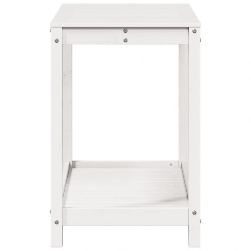Plantebord med hylde 108x50x75 cm massivt fyrretræ hvid
