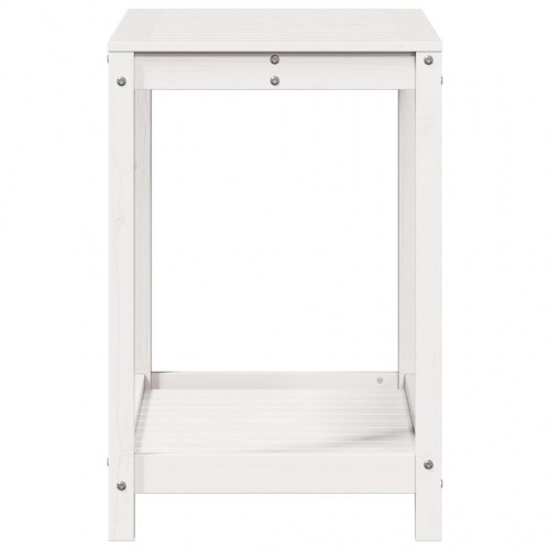 Plantebord med hylde 82,5x50x75 cm massivt fyrretræ hvid
