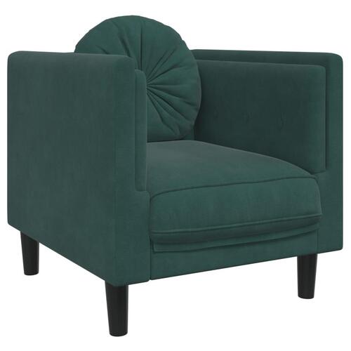 Lænestol med hynder velour mørkegrøn