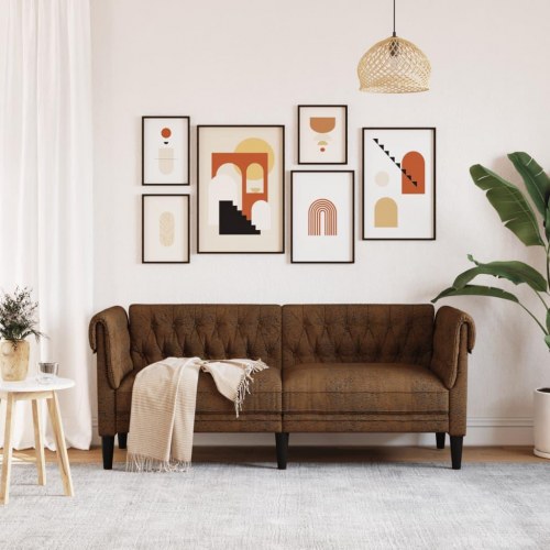 2-personers Chesterfield-sofa i stof - brun