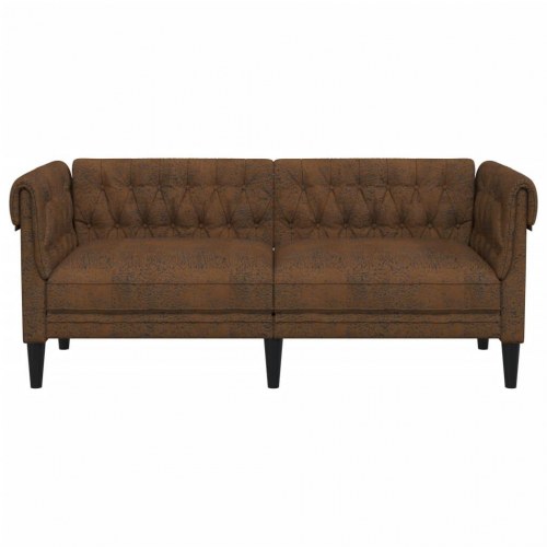 2-personers Chesterfield-sofa i stof - brun