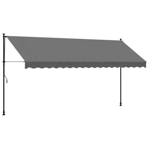 Markise 400x150 cm sammenrullelig stof og stål antracitgrå