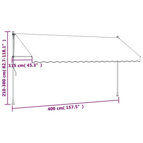 Markise 400x150 cm sammenrullelig stof og stål antracitgrå