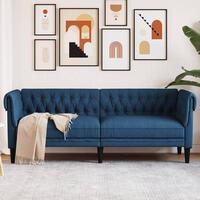 3-personers Chesterfield-sofa stof blå