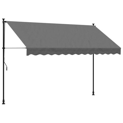 Markise 300x150 cm sammenrullelig stof og stål antracitgrå