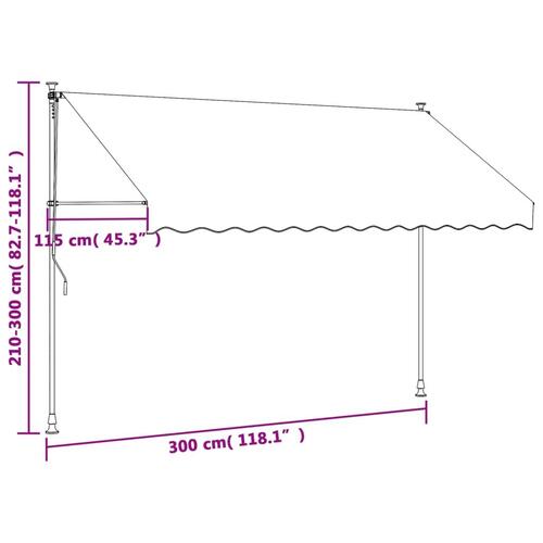 Markise 300x150 cm sammenrullelig stof og stål antracitgrå