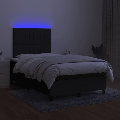 Kontinentalseng med LED-lys 120×190 cm - sort stof